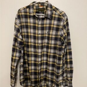 TIMBERLAND Plaid Black Yellow and White Plaid Button Down Shirt Size XL